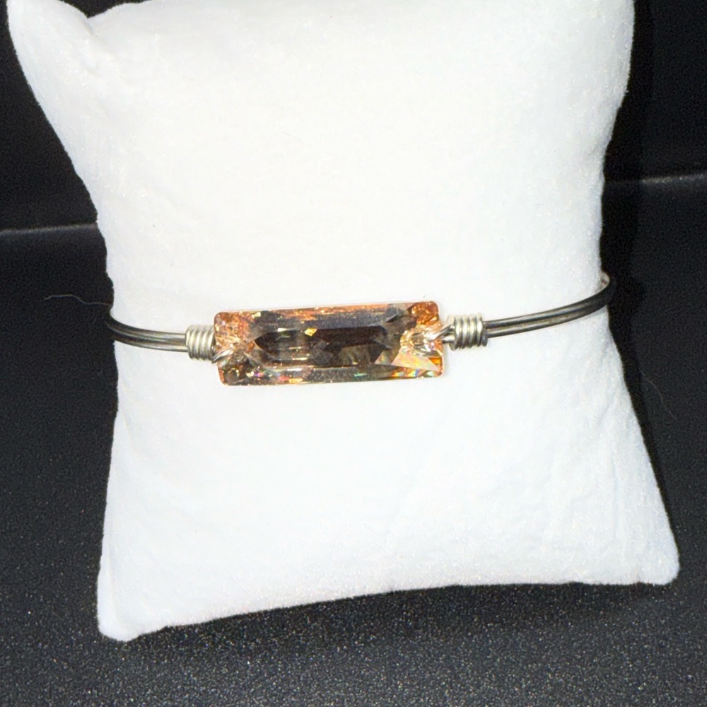 Elegant Sterling Silver Bracelet with Rectangular Orange Gemstone Luca + Danni